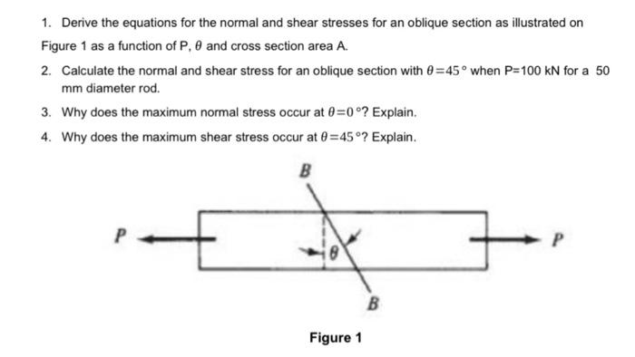 Solved 1. Derive the equations for the normal and shear | Chegg.com