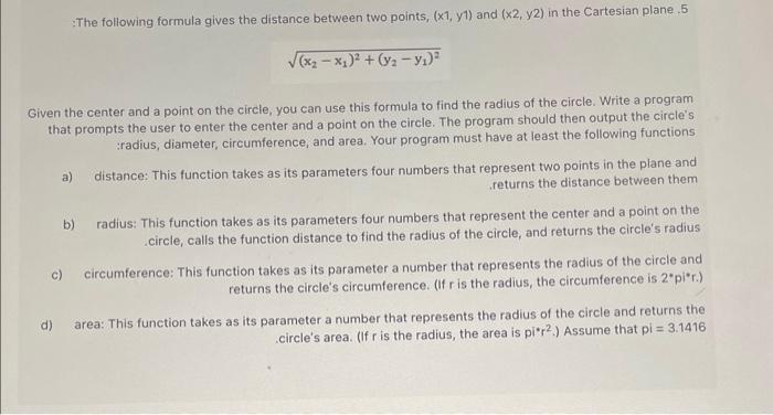 Solved The following formula gives the distance between two | Chegg.com