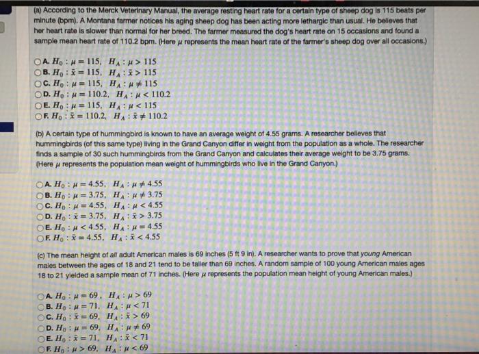 Solved (a) According to the Merck Veterinary Manual, the | Chegg.com