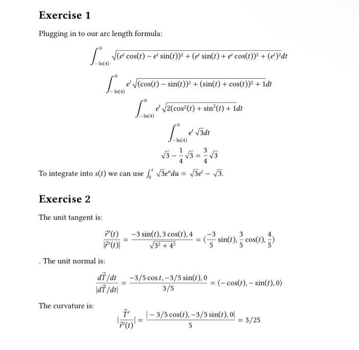 Solved Plugging in to our arc length formula: | Chegg.com