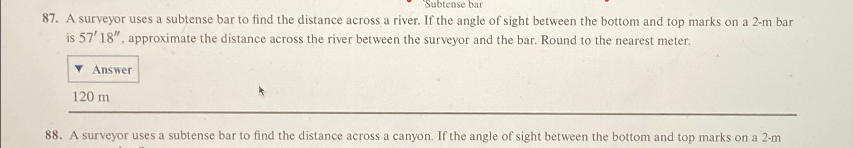 Solved Subtense bar87. ﻿A surveyor uses a subtense bar to | Chegg.com