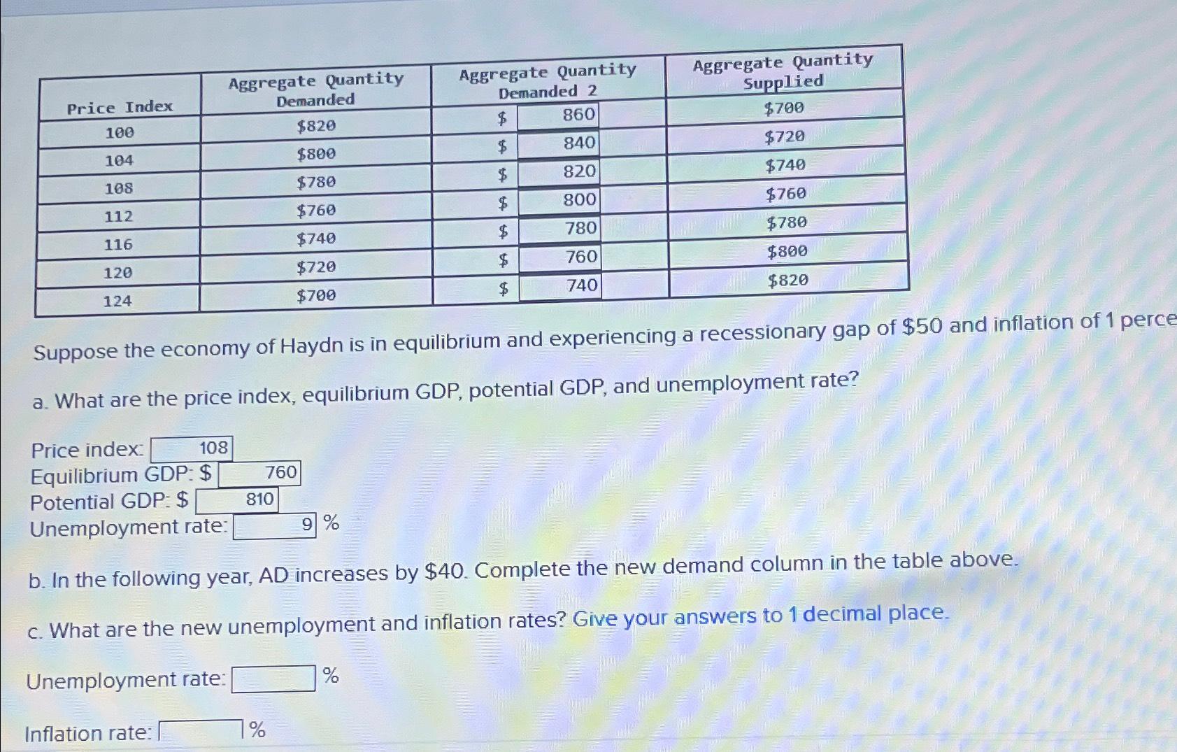 Solved \table[[Price Index,\table[[Aggregate | Chegg.com