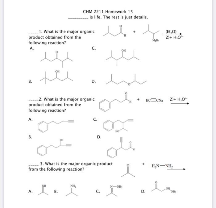 Solved CHM 2211 Homework 15 is life. The rest is just | Chegg.com