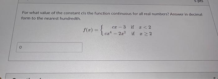 Solved For what value of the constant cis the function | Chegg.com