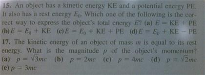 Solved An object has a kinetic energy KE and a potential | Chegg.com