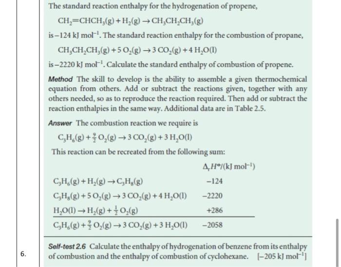 Solved The standard reaction enthalpy for the hydrogenation | Chegg.com