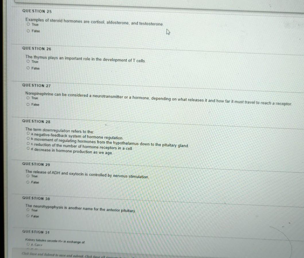 Solved QUESTION 25 Examples of steroid hormones are | Chegg.com