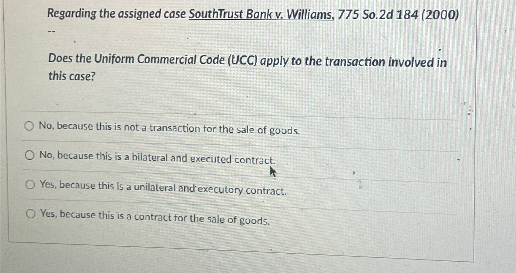 Solved Regarding the assigned case SouthTrust Bank v. | Chegg.com