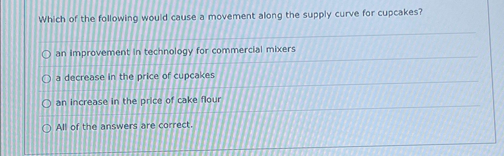 Solved Which of the following would cause a movement along | Chegg.com