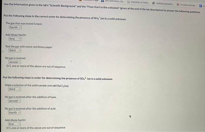 Solved 'Put the following steps in order for determining the | Chegg.com