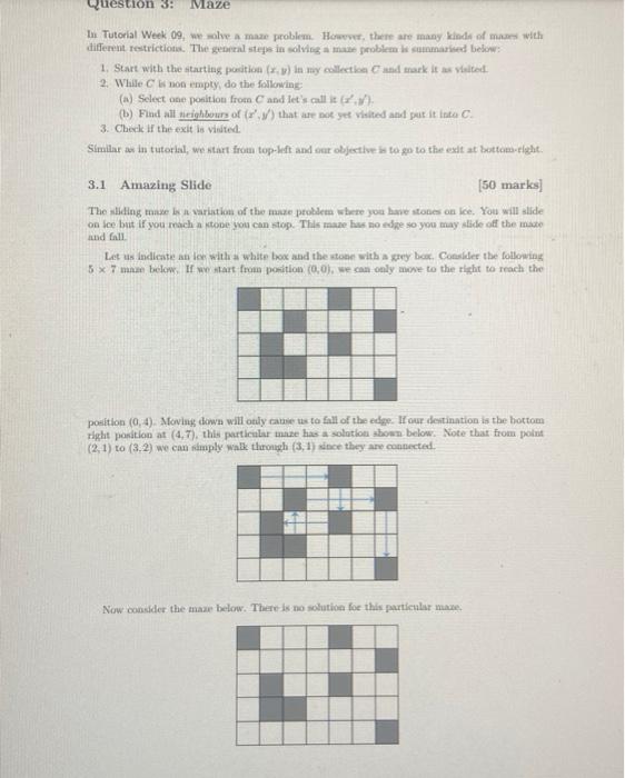 Solved In. Tutorial Week 09, we malve a maze problem. | Chegg.com