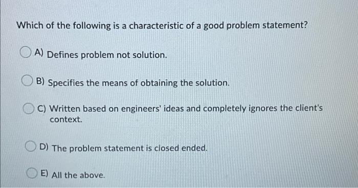Solved Which of the following is a characteristic of a good | Chegg.com