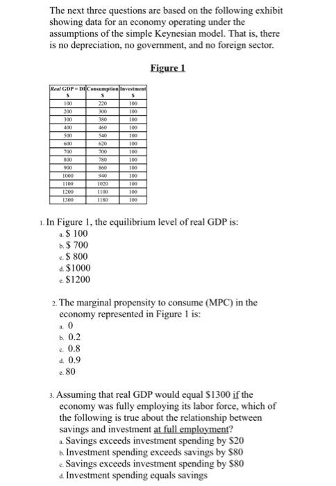 Solved The next three questions are based on the following | Chegg.com
