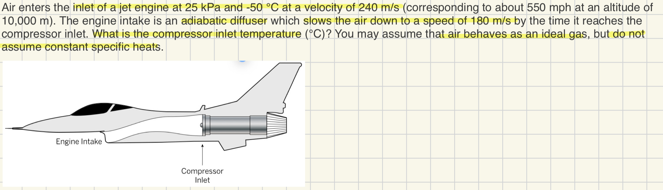 Solved Air enters the inlet of a jet engine at 25kPa and | Chegg.com