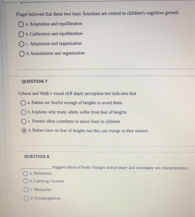 Solved Piaget believed that these two basic functions are Chegg