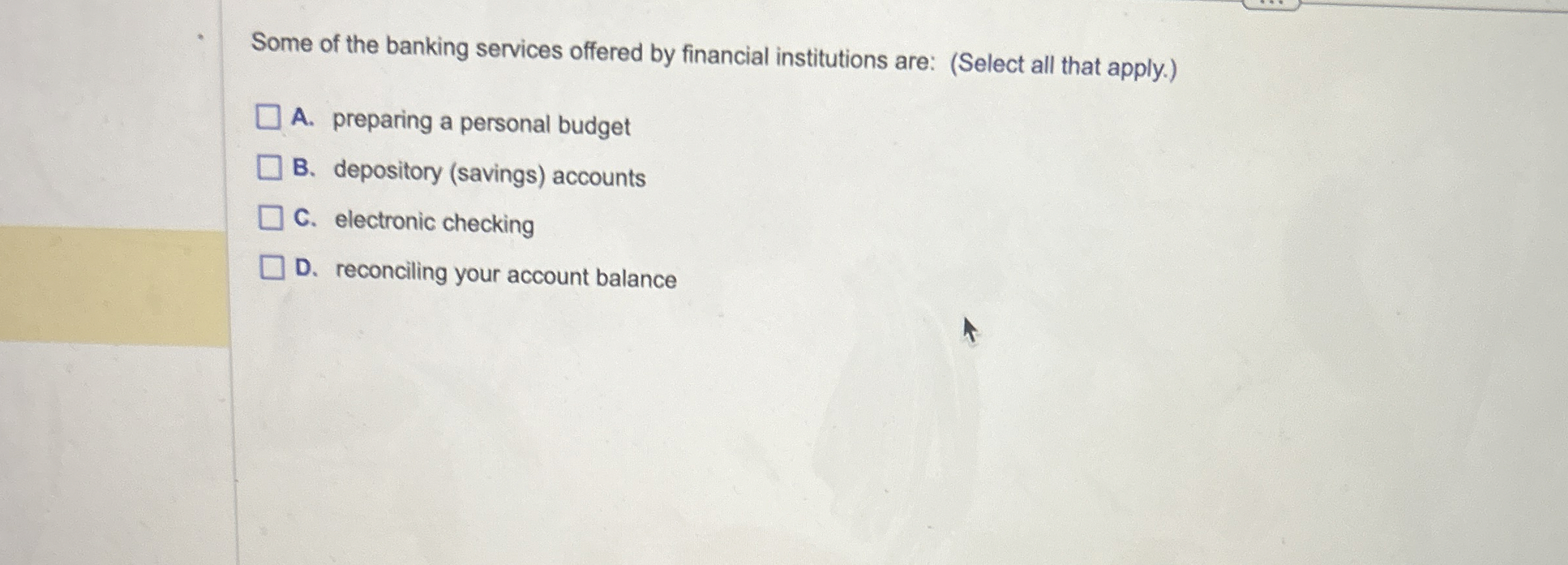 Solved Some of the banking services offered by financial | Chegg.com