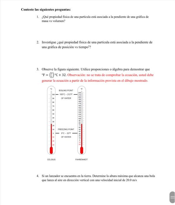 1. ¿Qué propiedad física de una particula está asociada a la pendiente de una gráfica de masa vs volumen? 2. Investigue ¿qué