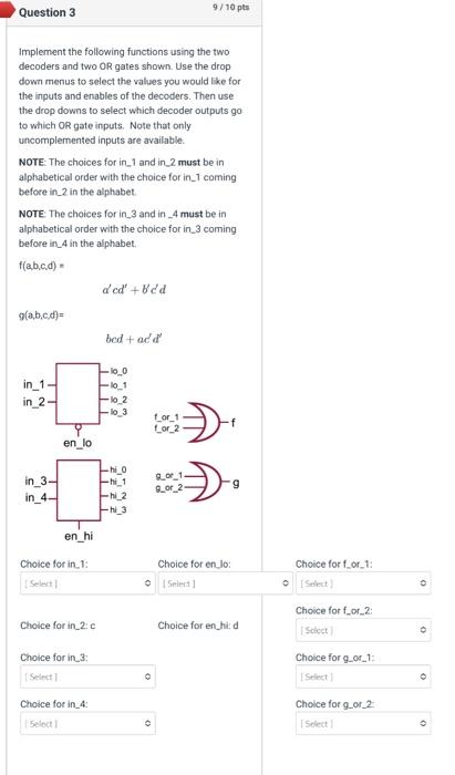 Solved Implement The Following Functions Using The Two | Chegg.com