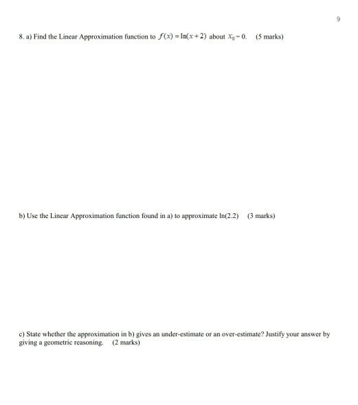 Solved 9 8. a) Find the Linear Approximation function to | Chegg.com