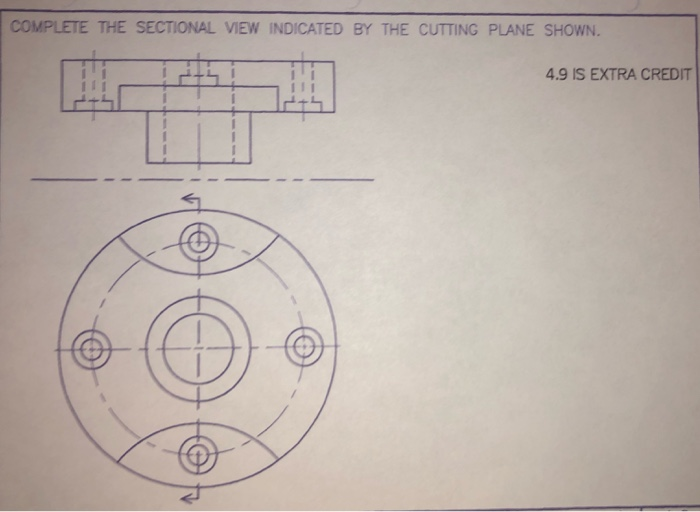 Solved COMPLETE THE SECTIONAL VIEW INDICATED BY THE CUTTING | Chegg.com