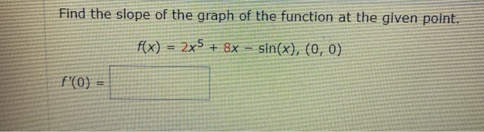 Solved Find the slope of the graph of the function at the | Chegg.com