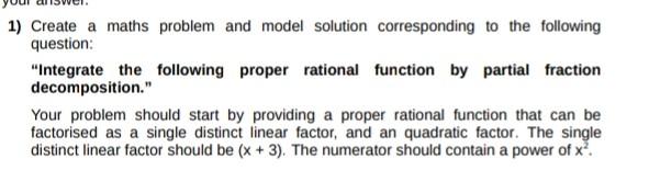 Solved 1) Create a maths problem and model solution | Chegg.com