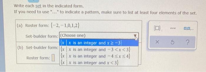 Solved Write each set in the indicated form. If you need to | Chegg.com