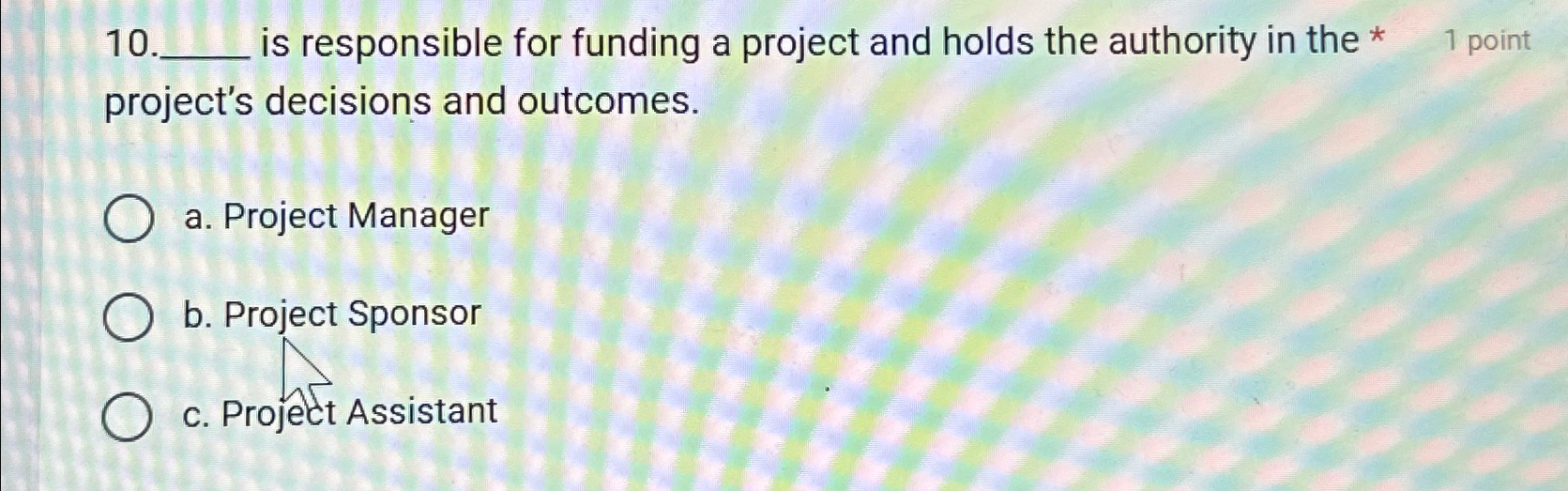 Solved 10 ﻿is responsible for funding a project and holds | Chegg.com