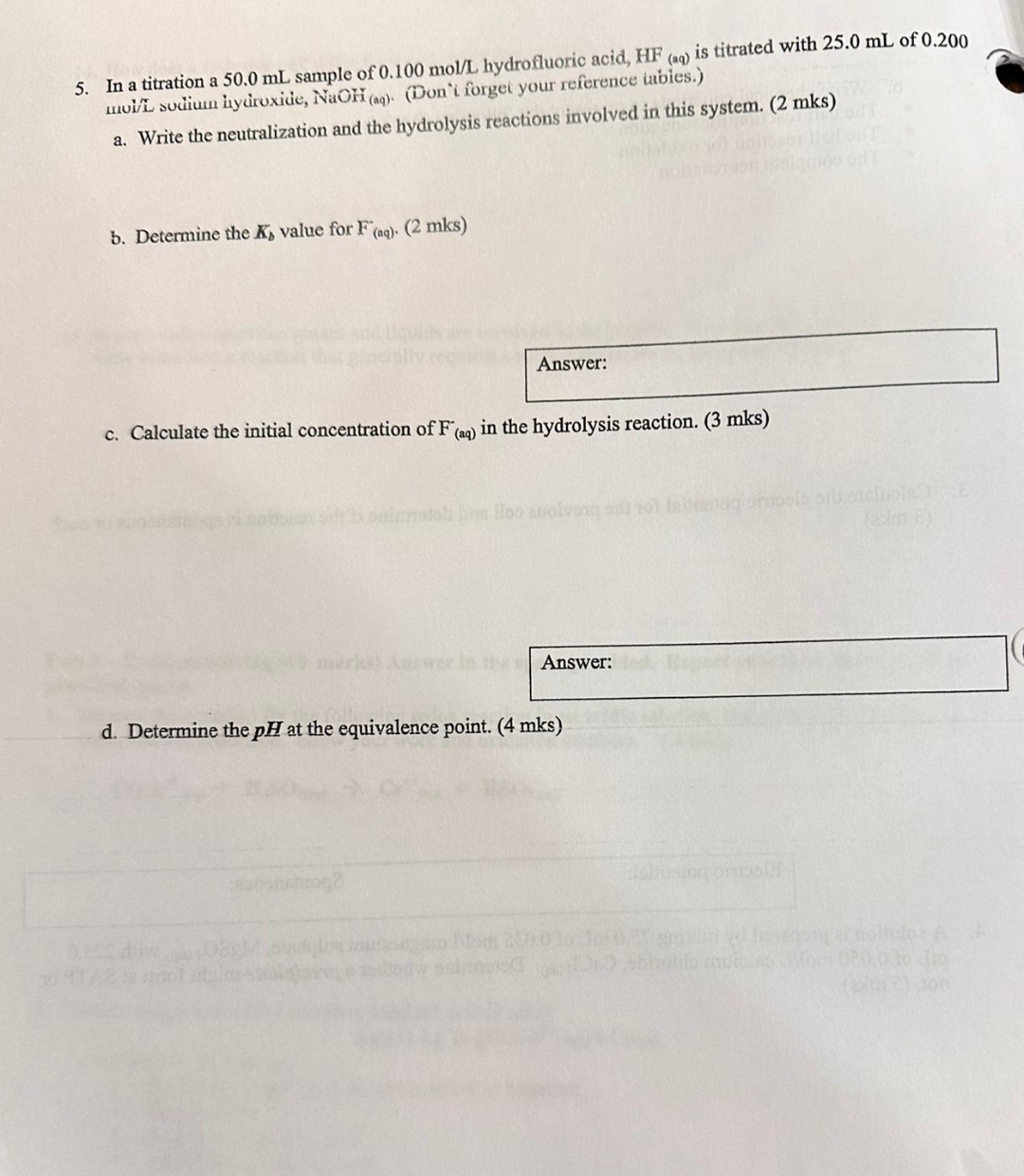 Solved In a titration a 50.0mL ﻿sample of 0.100molL | Chegg.com