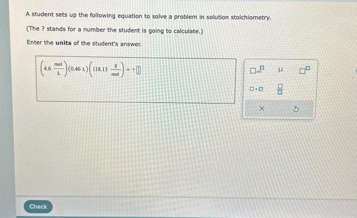 Solved A student sets up the following equation to solve a | Chegg.com