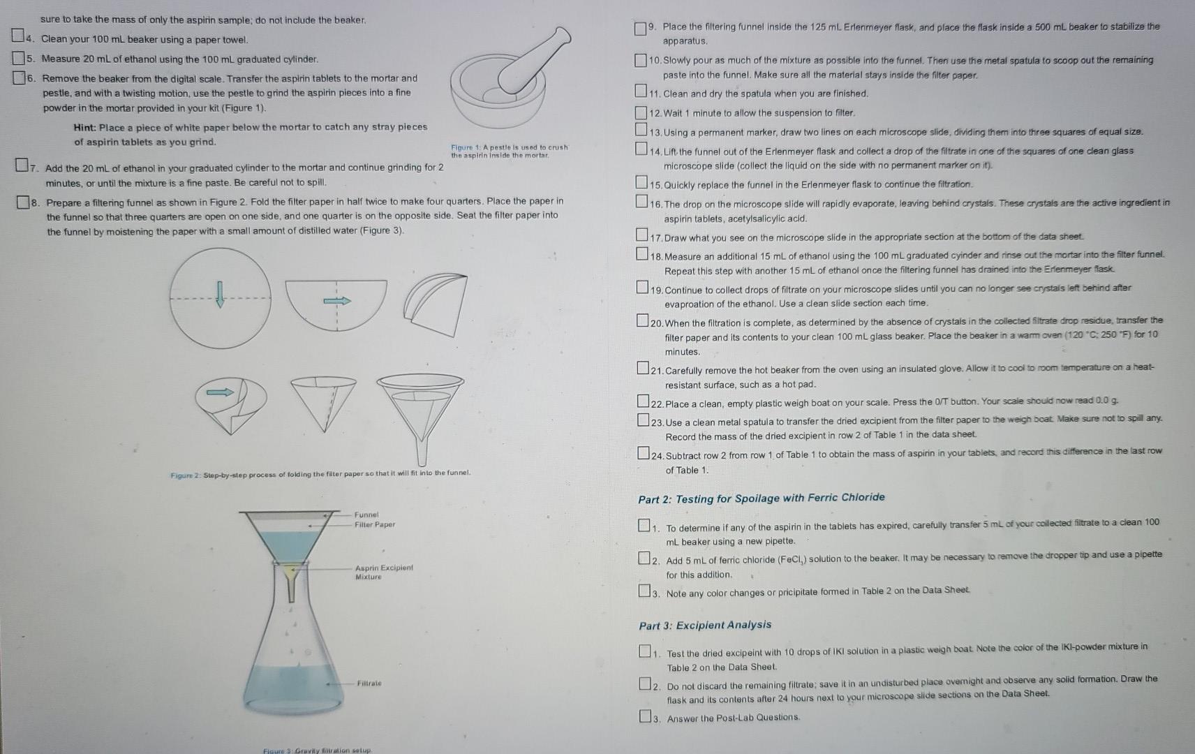 Aspirin Analysis EXPERIMENT 1 ASPIRIN EXTRACTION