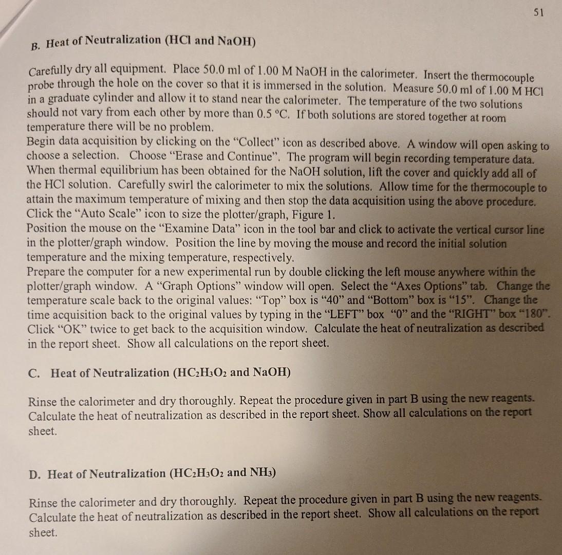 Solved 52 DATA SHEET: HEAT OF NEUTRALIZATION Part A. Heat | Chegg.com