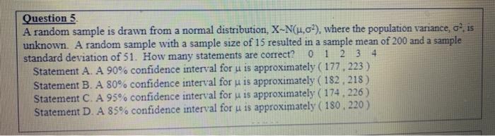 Solved Question 5. A random sample is drawn from a normal | Chegg.com