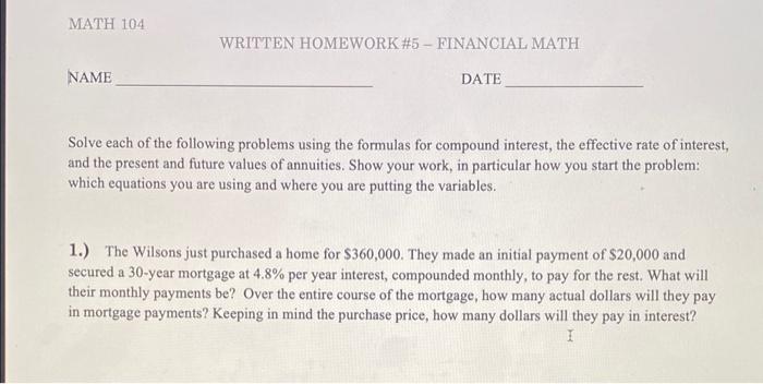 Solved Solve each of the following problems using the | Chegg.com