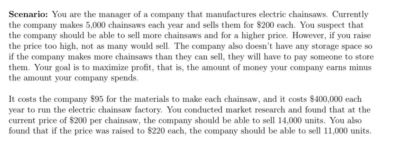 Solved Scenario: You Are The Manager Of A Company That | Chegg.com