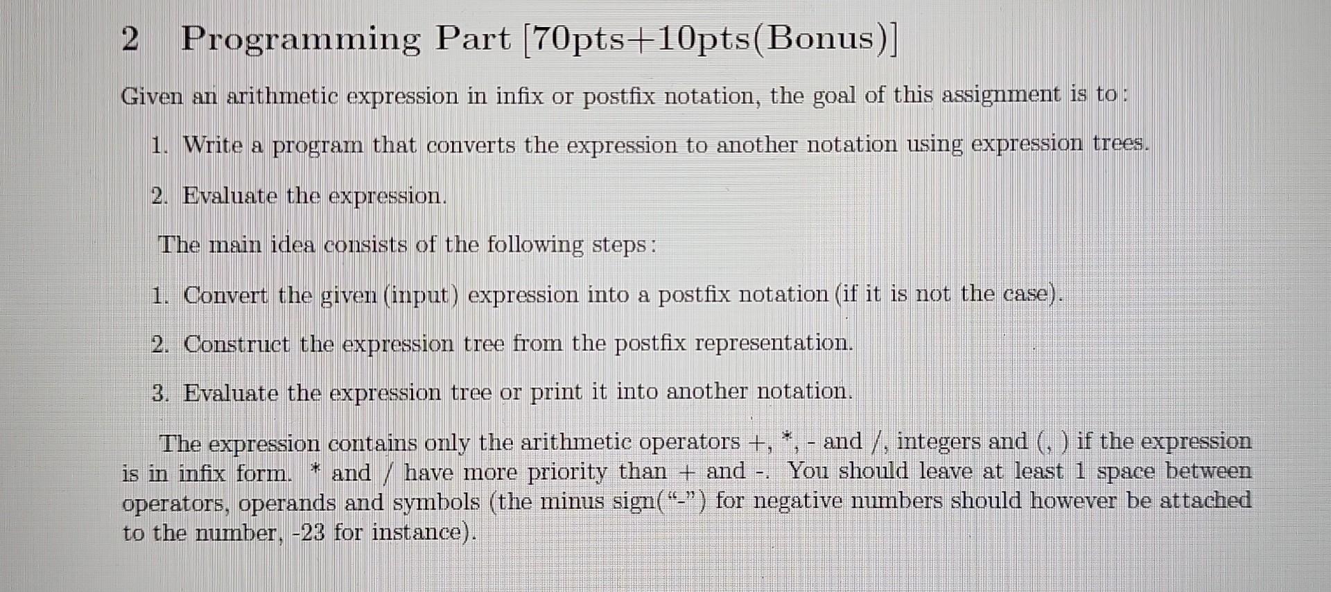 Solved 2 Programming Part [70pts+10pts(Bonus) ] Given an | Chegg.com