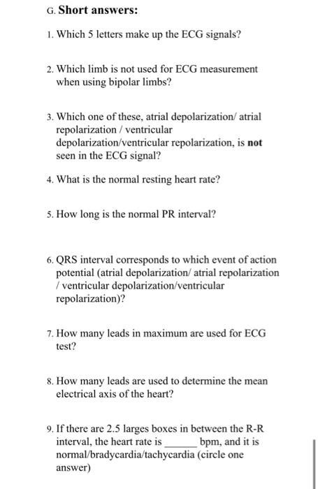 Solved 1. Which 5 letters make up the ECG signals? 2. Which | Chegg.com