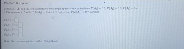 Solved Problem B. 1 Point) Events Aj. Aand As Forma Partiton | Chegg.com