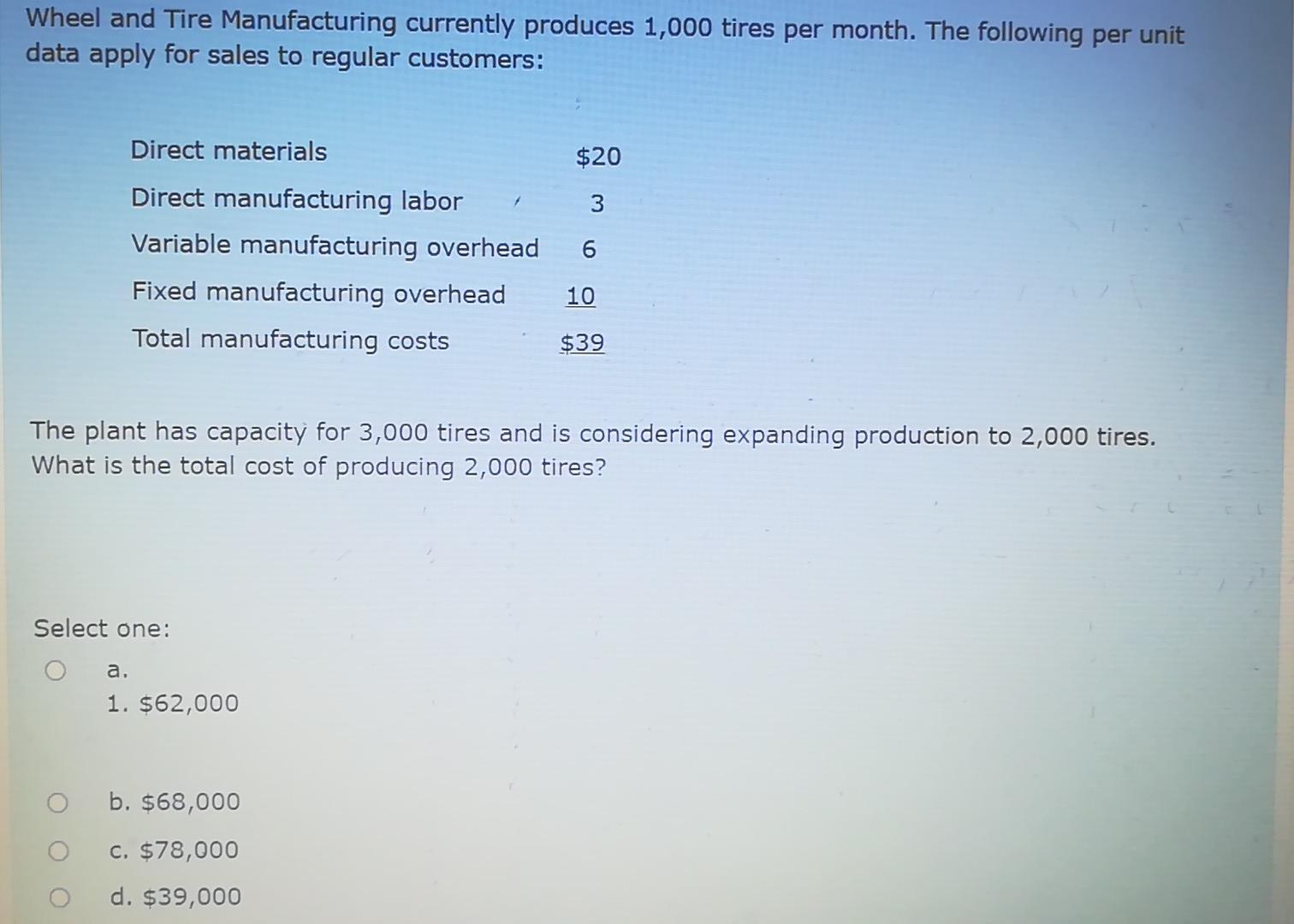 Solved Wheel and Tire Manufacturing currently produces 1,000