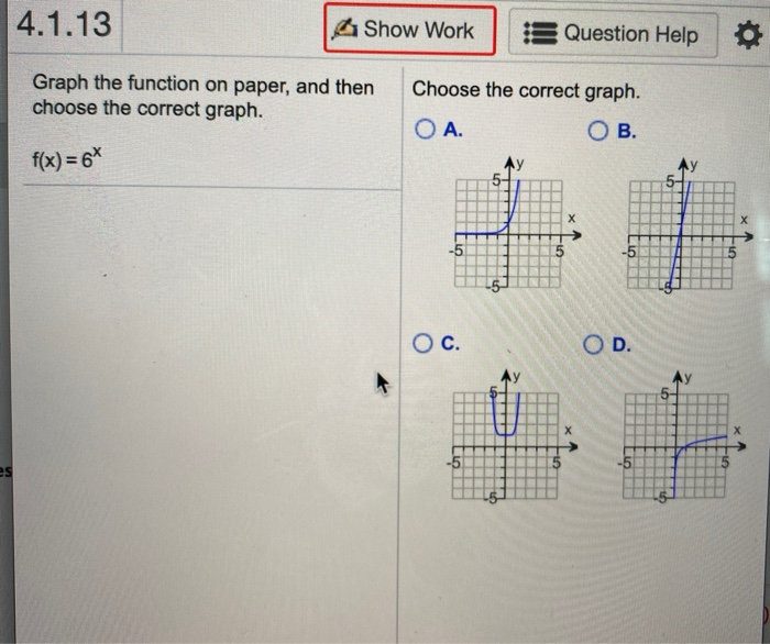 Solved 4.1.13 4 Show Work Question Help Graph the function | Chegg.com