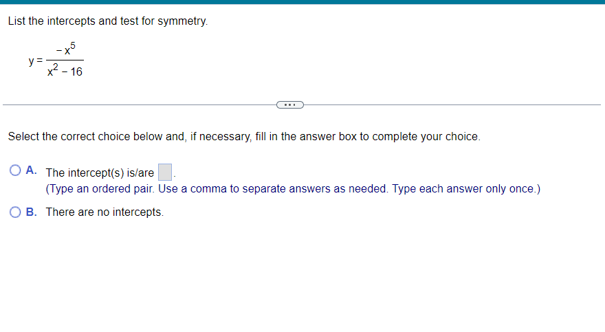Solved List the intercepts and test for | Chegg.com