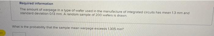 Part 1 Required information The amount of warpage in | Chegg.com