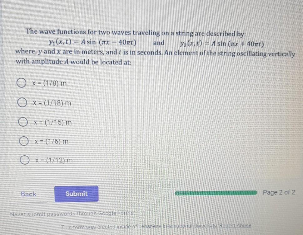 Solved The wave functions for two waves traveling on a | Chegg.com
