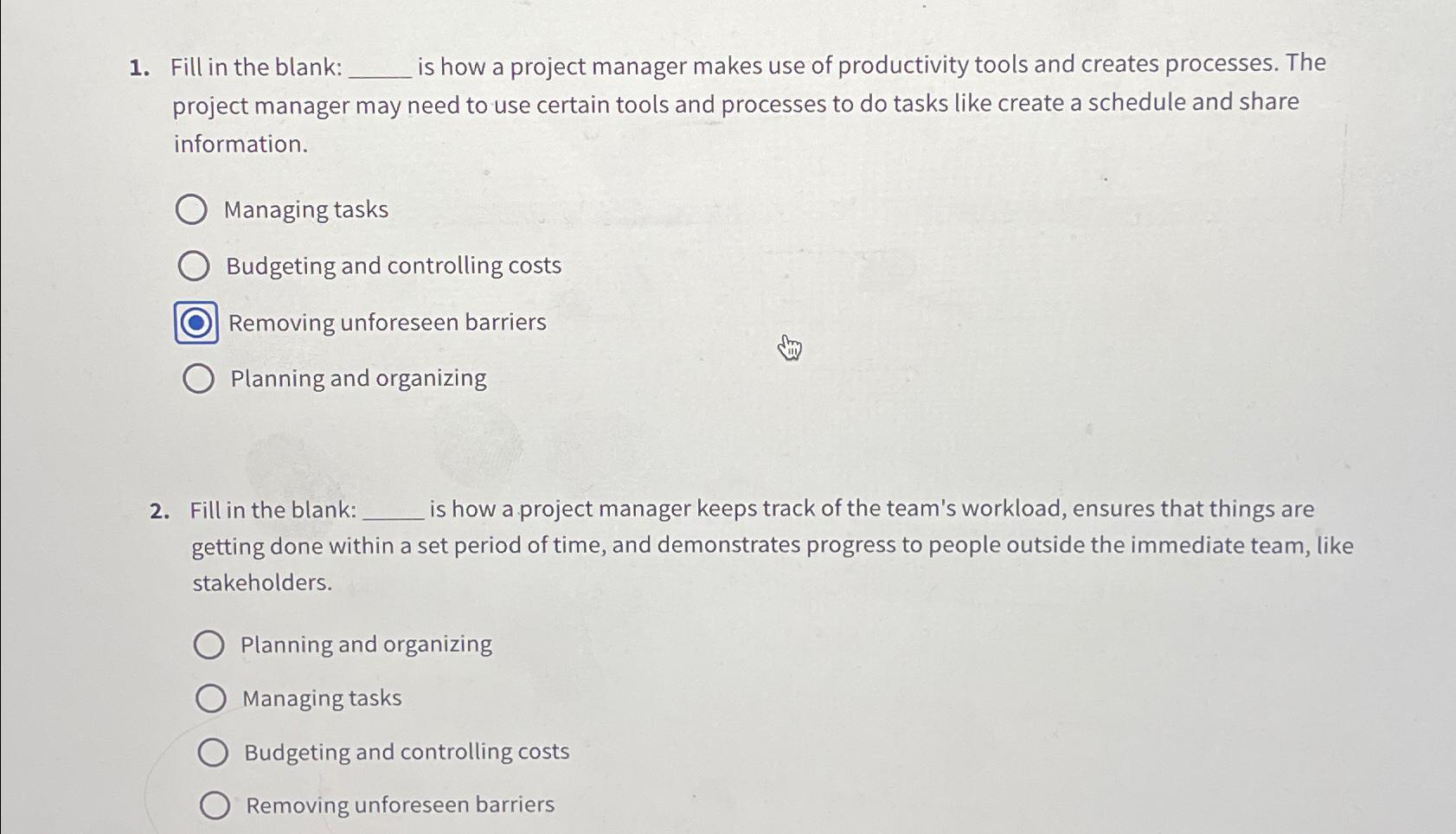 Solved Fill in the blank: is how a project manager makes use | Chegg.com