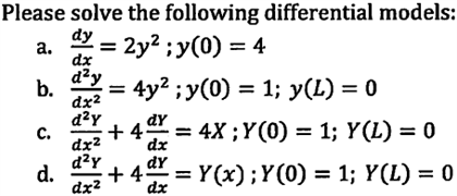 Solved Please solve the following differential models: | Chegg.com