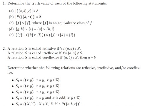 Solved 1 Determine The Truth Value Of Each Of The Follow Chegg Com