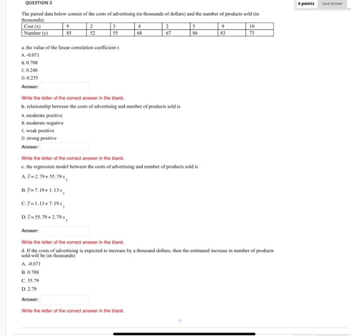 Solved The paired data below consist of the costs of | Chegg.com