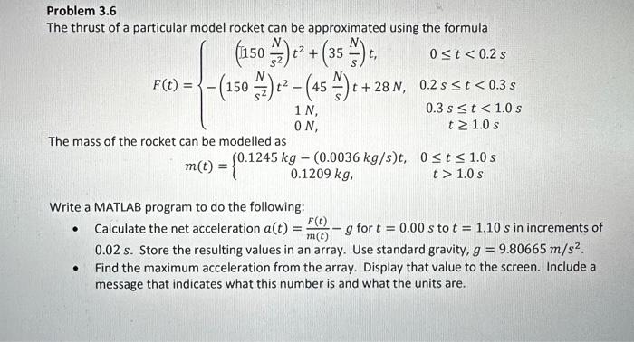 Solved Problem 3.6 The thrust of a particular model rocket | Chegg.com