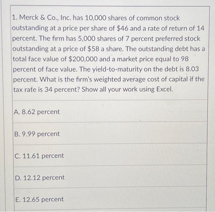 Solved could you provide the answer/formulas using the | Chegg.com