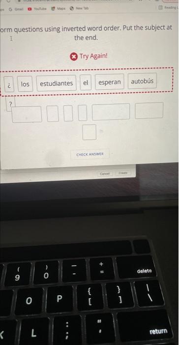 questions using inverted word order. Put the subject | Chegg.com